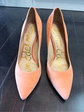 Sam Edelman Peach Suede Pointed-Toe Pumps